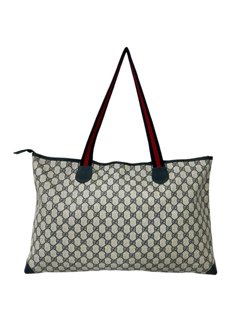 ★SOLD★ Gucci Vintage Sherry Line GG Logo Leather Tote Shoulder Bag Navy - Picture 3 of 10